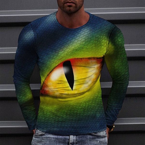

men's tee t shirt 3d print graphic round neck casual daily print long sleeve fashion designer comfortable big and tall yellow s9px#, White;black