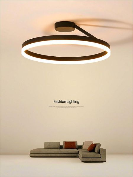 

ceiling lights modern living room led lamp lighting nordic single circle white/black round dining light bedroom decorative