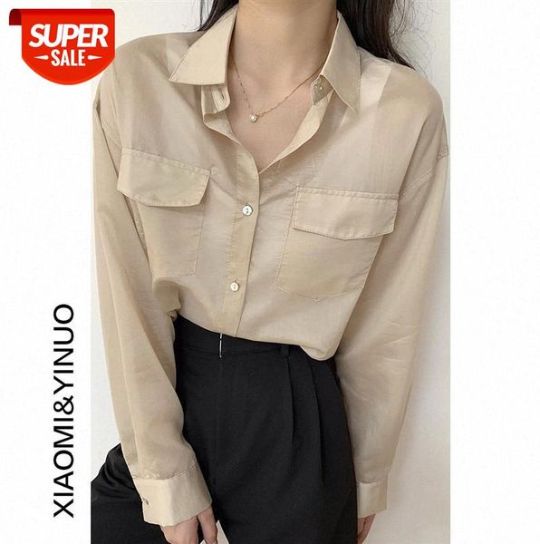 

[ou fan] 7917 blouses and korean style loose mid-length temperament shirt #iw0a, Black;gray