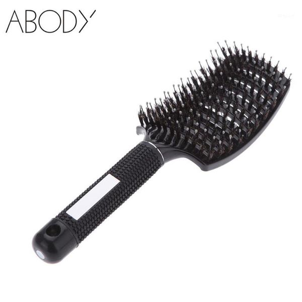

anti-static curved vent hairbrush professional canine tooth rows tine comb brush hair massage hairdressing styling tools1, Silver