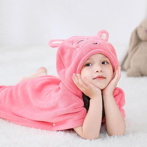 

towel bath skin-friendly cartoon shape coral fleece kids hooded supplies for home