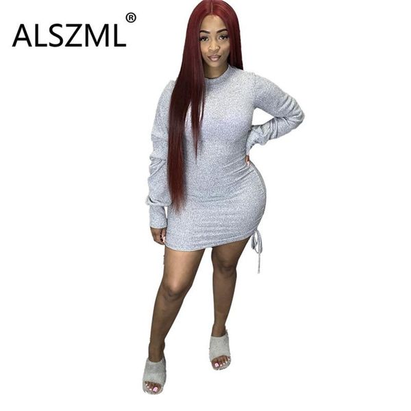 

gray o neck long sleeve skinny mini dress tight club party lady fashion women sheath casual dresses, Black;gray