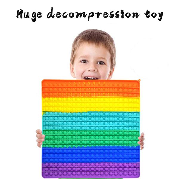 

40*40cm super large size party favor rainbow push bubble pop huge decompression fidget toys adults kids anti stress reliever colorful board