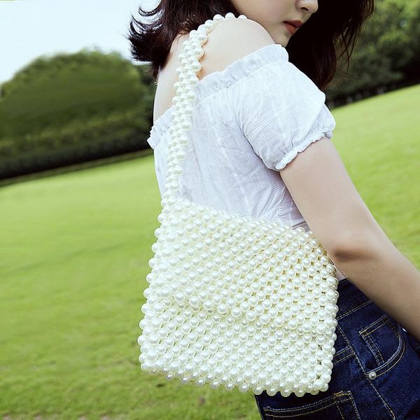 

cosmetic bags & cases fashion simple pearl bag hand-woven vintage crystal handbag banquet party wedding female shoulder coin purse
