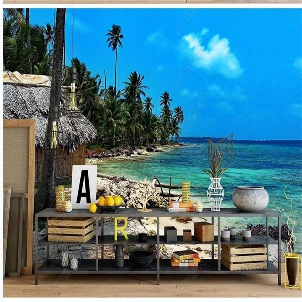 

3d customized wallpaper modern wallpaper for living room blue beach wallpapers