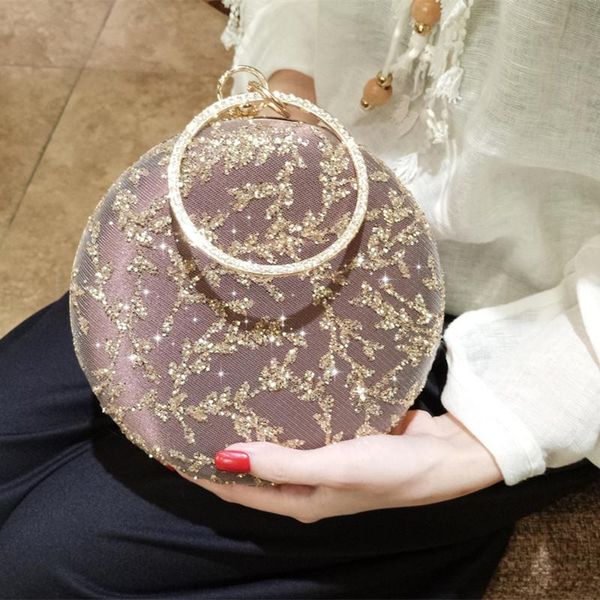 

day clutch purse women round evening bag crystal diamond wedding handbag exquisite chain shoulder bags