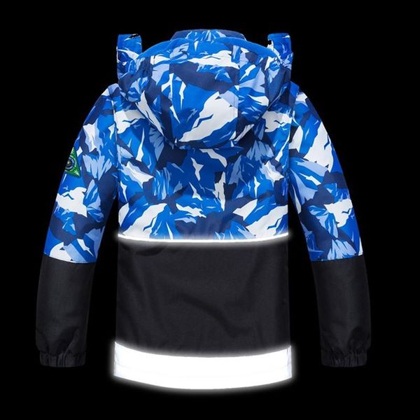 

jackets spring autumn child kid clothe big boy windproof waterproof reflective jacket outwear double deck inner polar fleece, Blue;gray