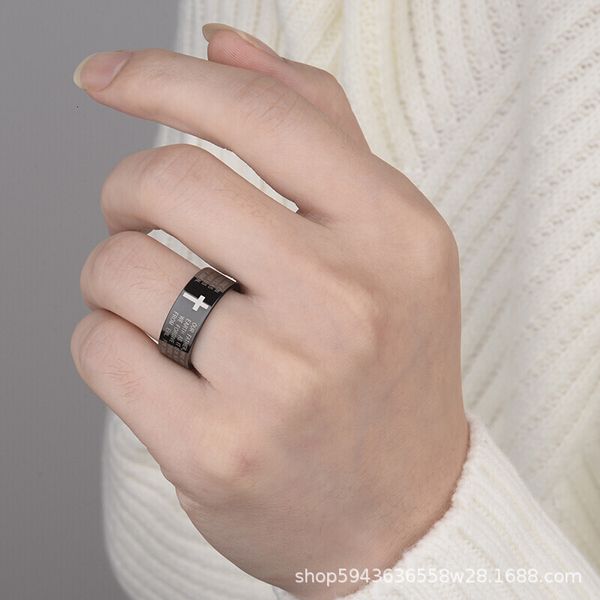 

ring titanium steel jewelry stainless laser marking cross scripture single, Silver