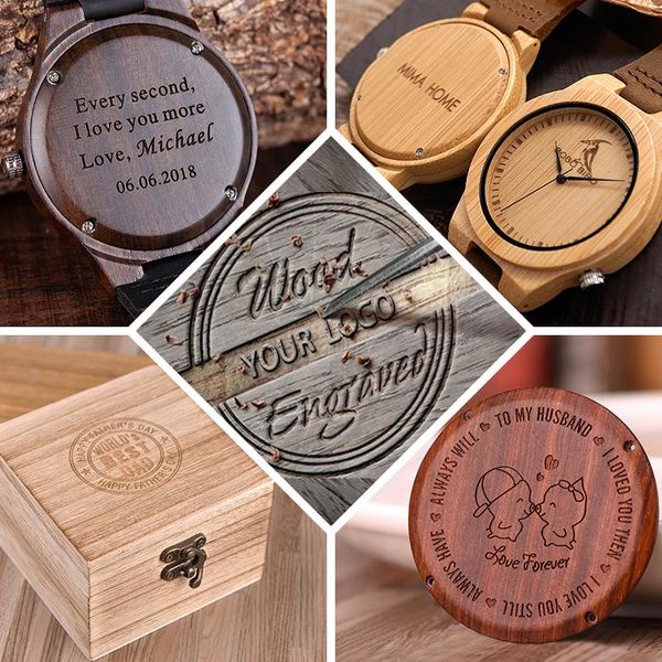 

watch bands personality creative design logo message engraved carved customize only cost laser charge no, Black;brown