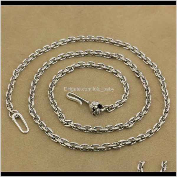 

beaded necklaces & pendants jewelry drop delivery 2021 sterling clasp 4mm ta35 linsion 925 necklace charms skull hook square chain sier link, Silver