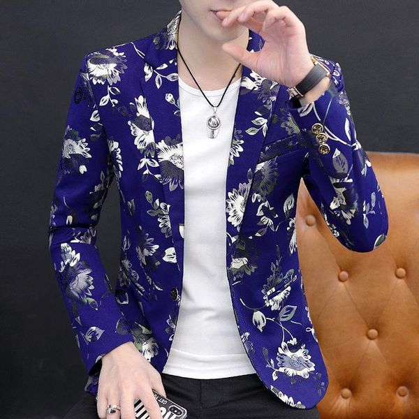

men's suits & blazers men 2021 spring autumn fashion slim fit outwear coats male casual business daily jackets printing w345, White;black