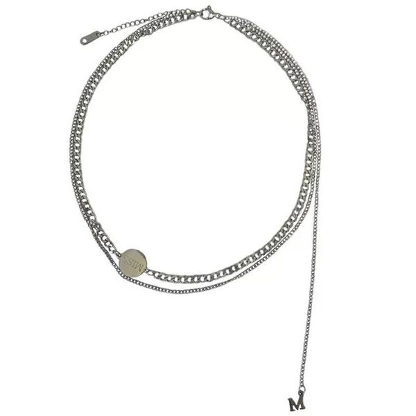 Colares de pingente em camadas colar de gargantilha de aço inoxidável para mulheres letra m de jóias de colar de jóias