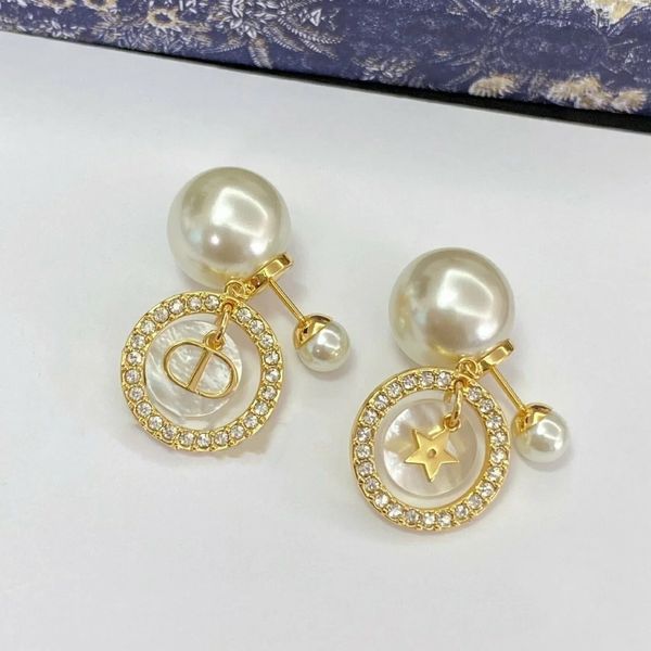 

new star round white mother shell size pearl earrings simple female exclusive jewelry sale, Golden;silver