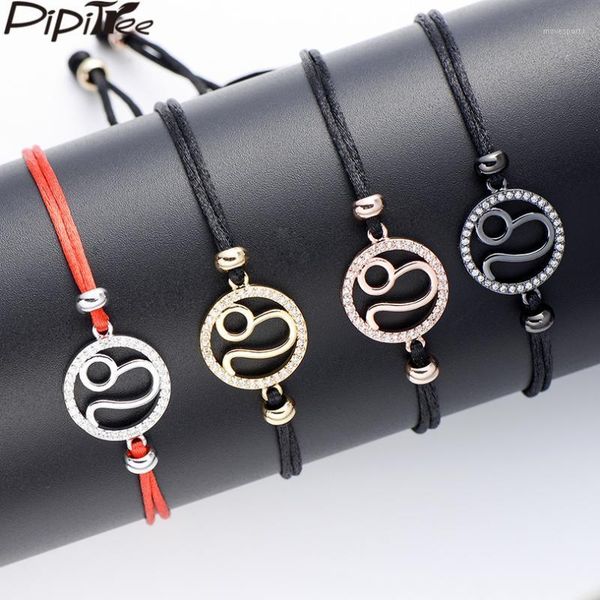 

charm bracelets pipitree cubic zirconia 12 zodiac signs bracelet constellations handmade red string for women men birthday gift1, Golden;silver
