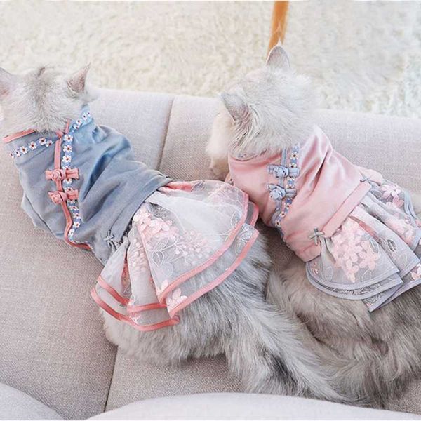 

pet dog cat spring and autumn hanfu dress skirt costumes