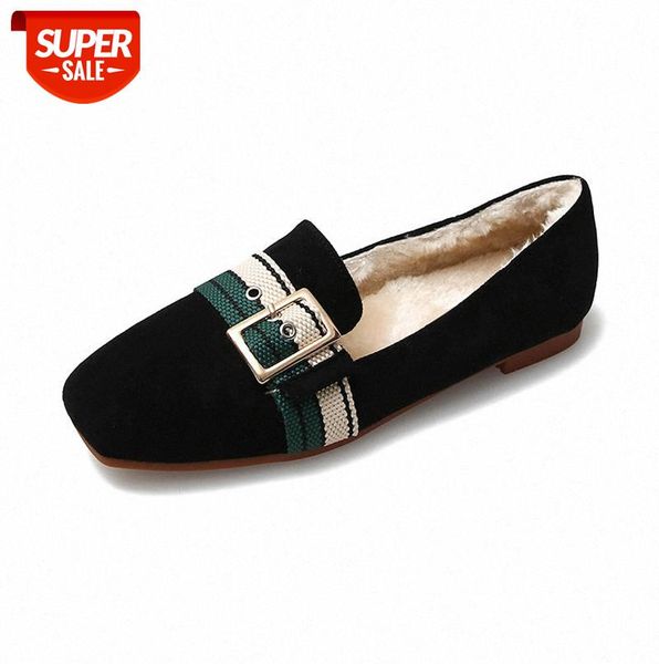 

square-toed suede, pure color and velvet cotton shoes #y09j