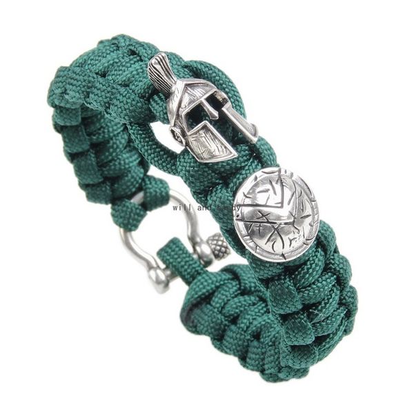 Retro Roman Helmet Shield Charme Bracelets Bangle Bangle Pulseira Core de Linha Core de Sobreviv￪ncia para Menas de Moda Moda J￳ias de Hiphop Will And Sandy