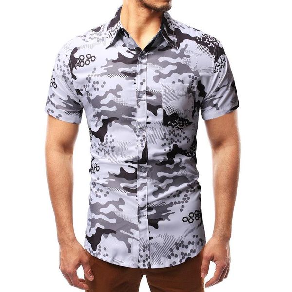 

men clothing 2021 camouflage short-sleeved shirt summer korean casual trend men's camisas para hombre shirts, White;black