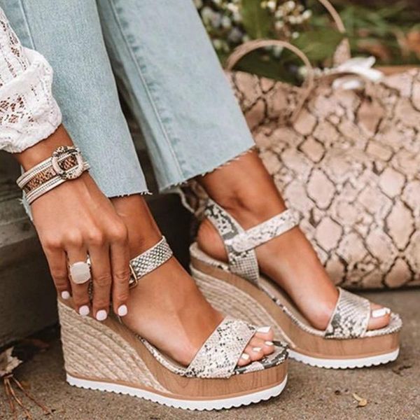 

summer 2021 women wedges sandals mid platform weaving buckle fashion casual beach outdoor ladies shoes zapatos de mujer, Black