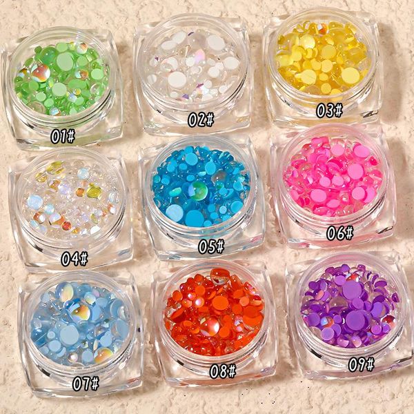 

1box nail decoration glass beads mix size translucent aurora round stone pearl rhinestones jewelrydiy manicure accessories art decorations, Silver;gold