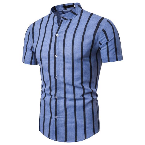 

men's shirts 2021 ummer triped vertical collar caual hort leeve, White;black