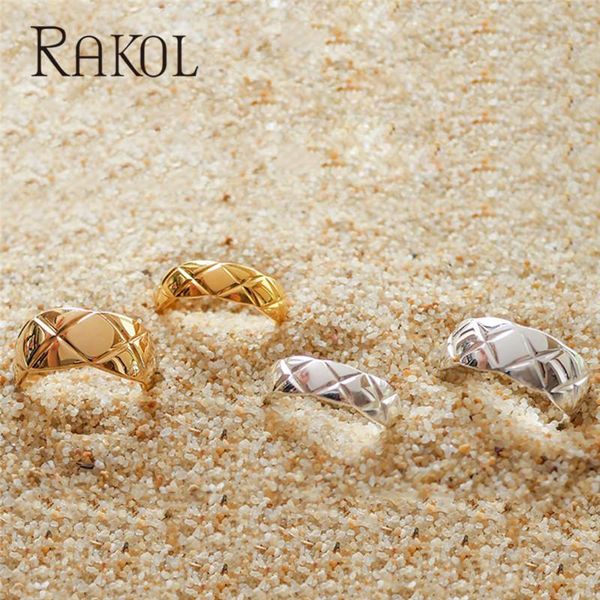 

wedding rings rakol fashion geometry zirconia open adjust for women square cz jewelry factory price rr2167, Slivery;golden