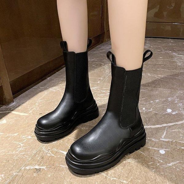 

boots fairy style net red boot girl leisure muffin 2021 autumn fashion trend thick bottom lace up, Black