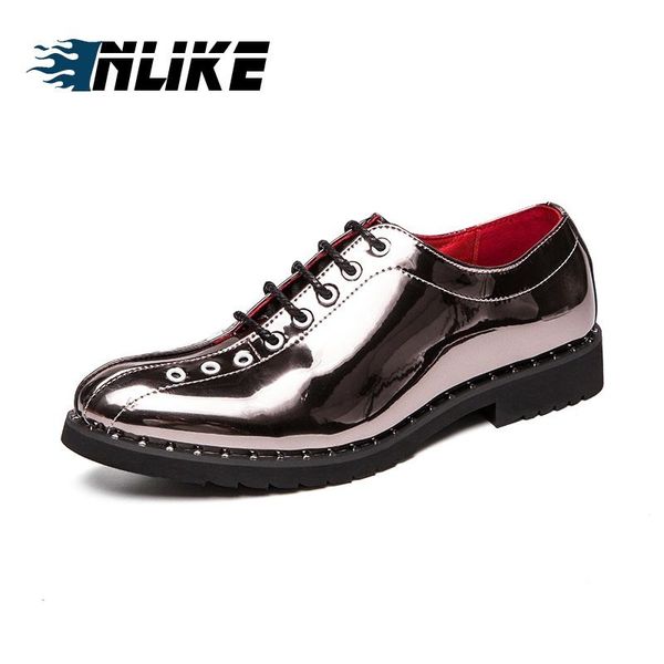 

dress shoes inlike mens patent leather men classic pointed toe oxfords, Black