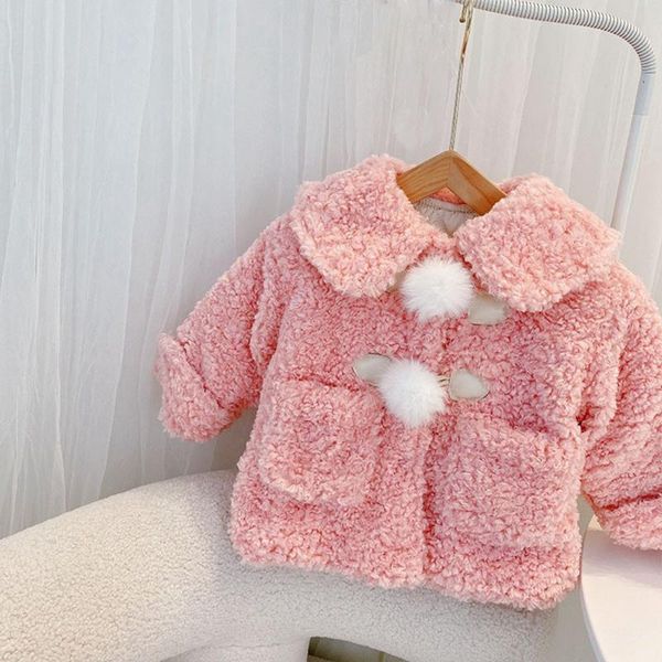 

jackets girls princess coat warm winter children kids cashmere long sleeve ball thicken fleece parkas jacket outwear casacos adk656, Blue;gray