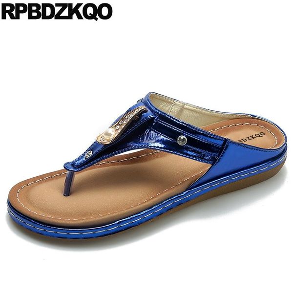 

slippers shoes pearl slides sandals diamond women mules summer 2021 flip flop large size plus beach rhinestone blue big crystal, Black
