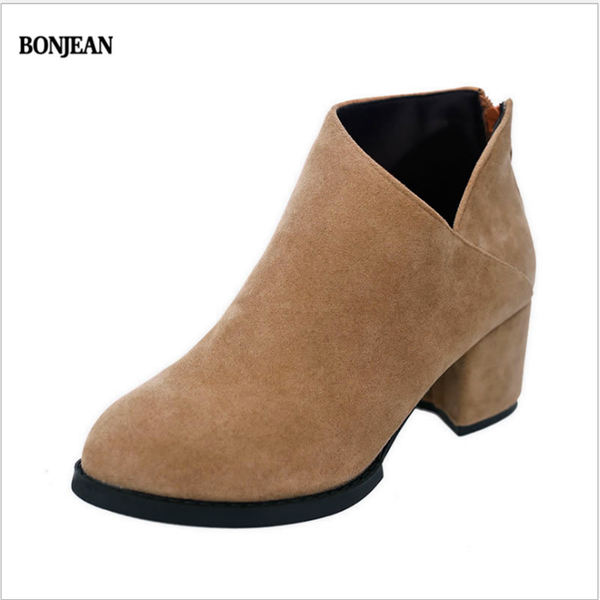 

boots korean women's shoes spring and autumn single winter high heels wild pointed thick with boo, Black