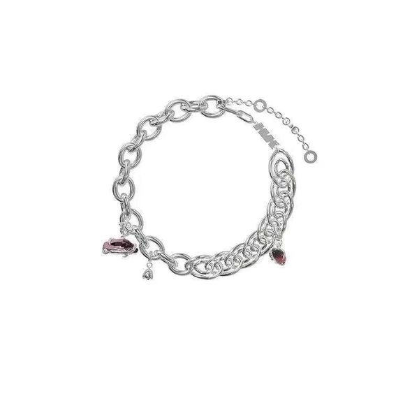 

link, chain pink zircon peach blossom bracelet for women with light luxury and exquisite reconstituted, Black
