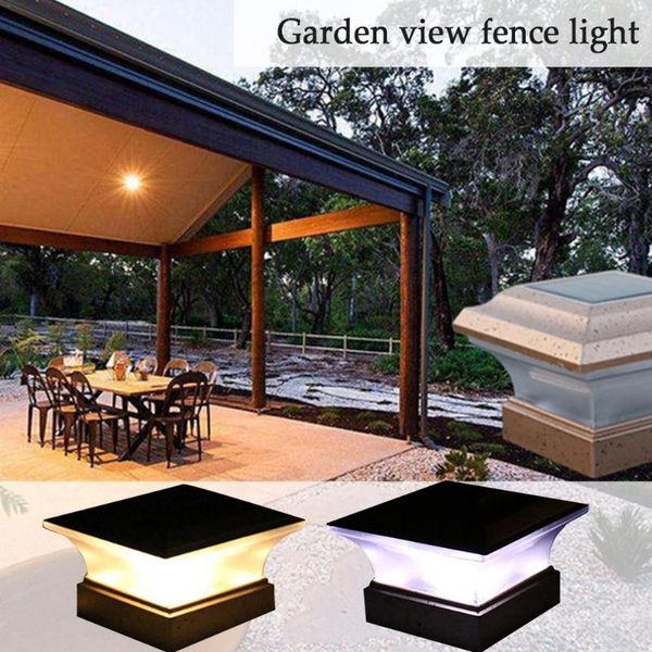 

outdoor garden solar powered led post deck cap square fence landscape lamp light wall lamps