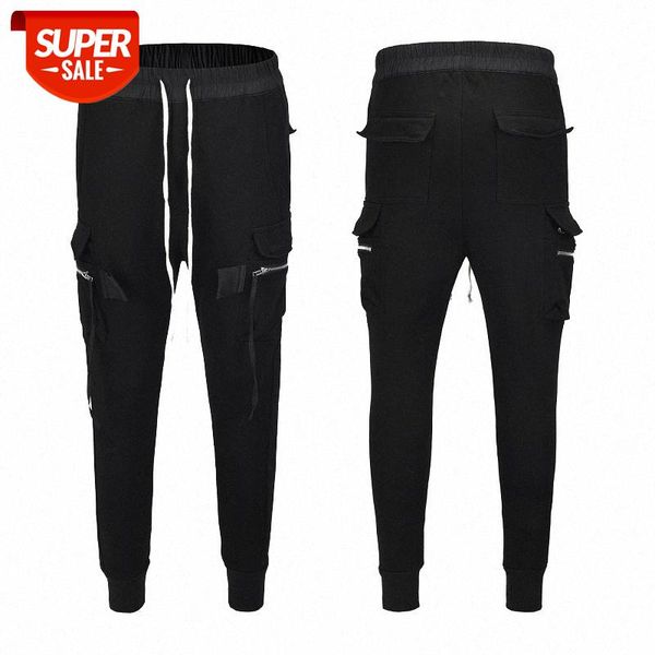 

dark ro style big pocket zipper loose tooling trousers pants casual men #sg5a, Black