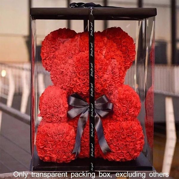 

gift wrap teddy bear rose box artificial flowers for women valentines wedding birthday packaging home decor