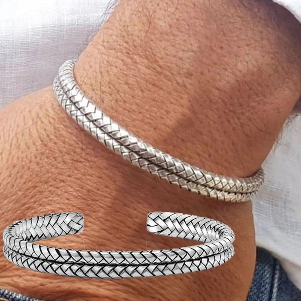 

bangle twisted woven vintage open 925 sterling thai silver couple, Black