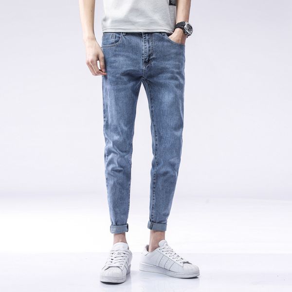 

jeans straight leg casual korean fashion nintendo men's pants, Blue