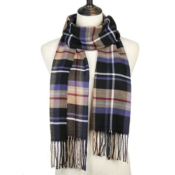 

scarves luxury scarf women autumn winter models british style super large shawl cashmere lovers plaid thick tassel wraps female, Blue;gray