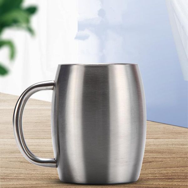 

stainless steel beer mug heat resistant water milk tea coffee cup with handle office home kitchen drinkware tools 450ml mugs