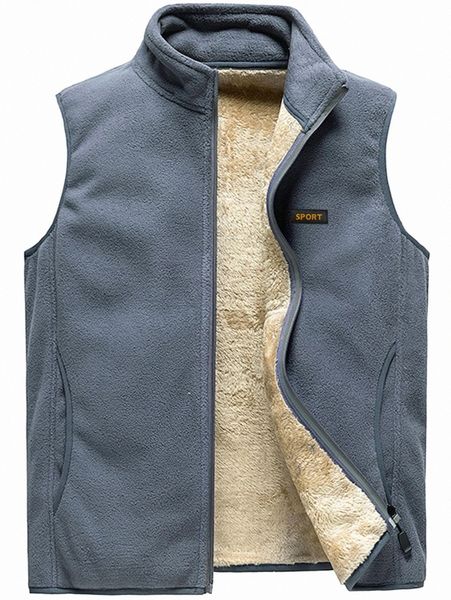 

men patched detail teddy lined fleece vest jacket 61ty#, Black;brown