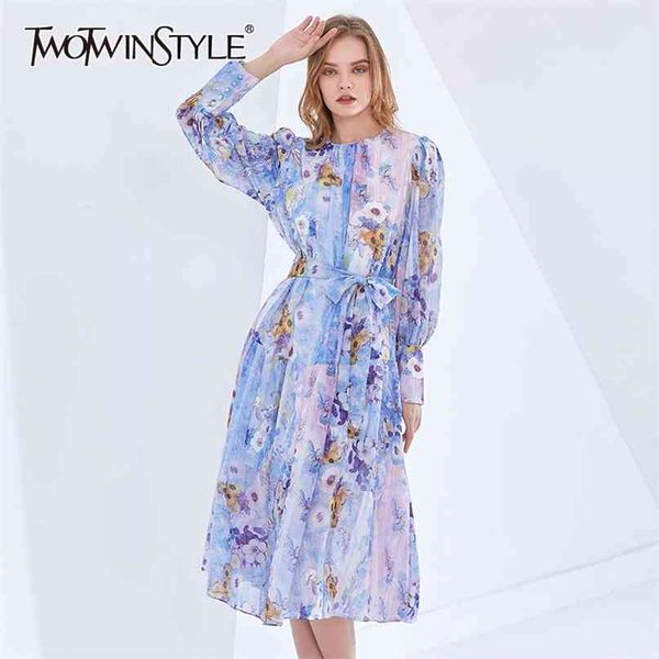 

elegant print dress for women o neck long sleeve lace up bowknot hit color vintage dresses female spring clothing 210520, Black;gray