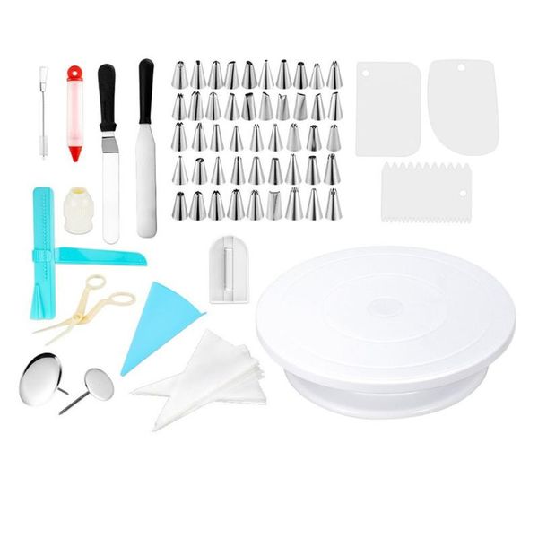 

baking & pastry tools 164pcs diy cake decorating bakery kit supplies turntable set with piping cream reusable bag