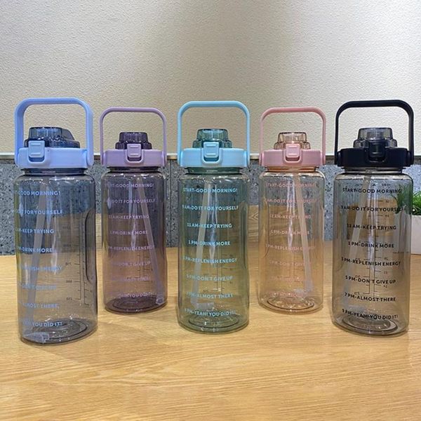

water bottle outdoor sports portable bottles plastic transparent leakproof travel carrying 2000ml