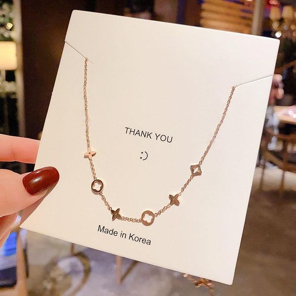 

chokers simple temperament web celebrity light luxury titanium steel lucky grass necklace female collarbone chain, Golden;silver