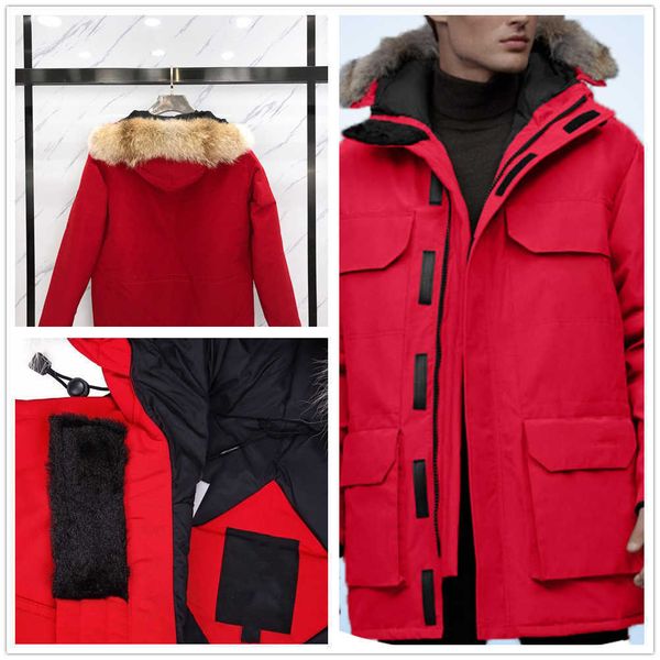 

men's and women's winter outdoor leisure sports down jacket white duck windproof parker long leather collar cap warm real wolf fur, Black