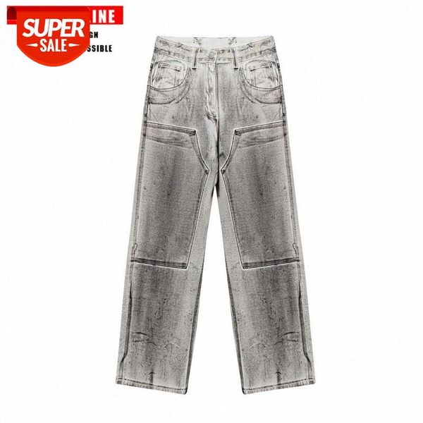 

tkpa hip-hop daddy wide-leg straight trousers flow loose jeans for men and women #to2f, Blue