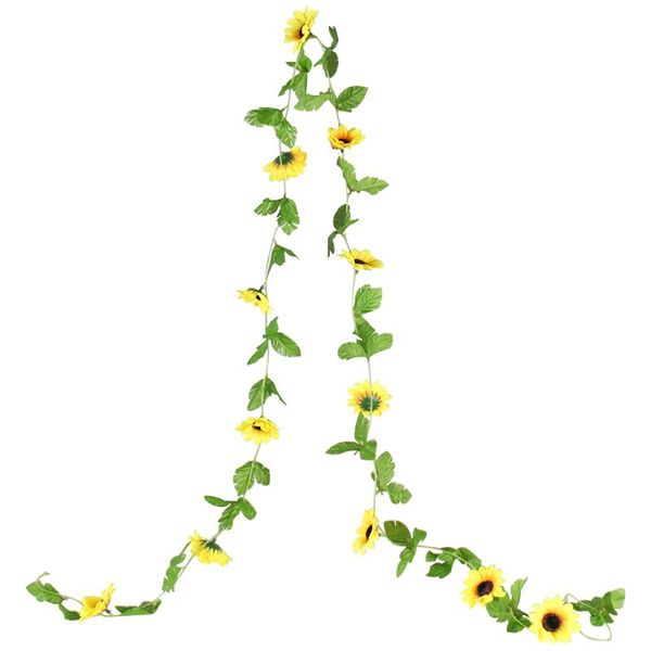 

decorative flowers & wreaths 4pcs/pack wall hanging balcony fake cane wedding wreath artificial flower home decor garland office party sunfl