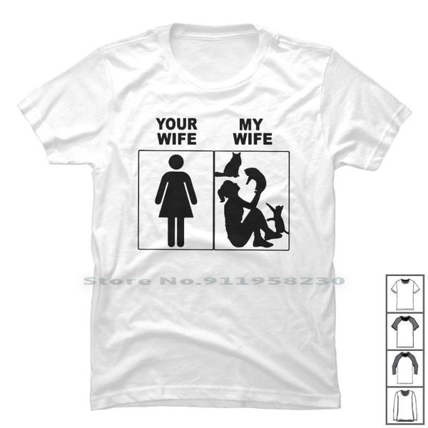 

men's t-shirts your wife my t shirt 100% cotton animals trend oman you wif end, White;black