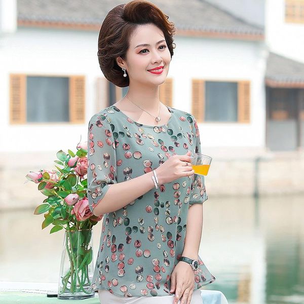 

women's t-shirt western chiffon shirt 2021 female spring and summer short-sleeved round neck fashion casual top, White