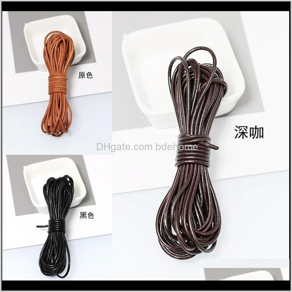 

other fashion aessories drop delivery 2021 2meter/lot genuine cord for jewelry making bracelet brown black round solid cow leather rope stri, Silver